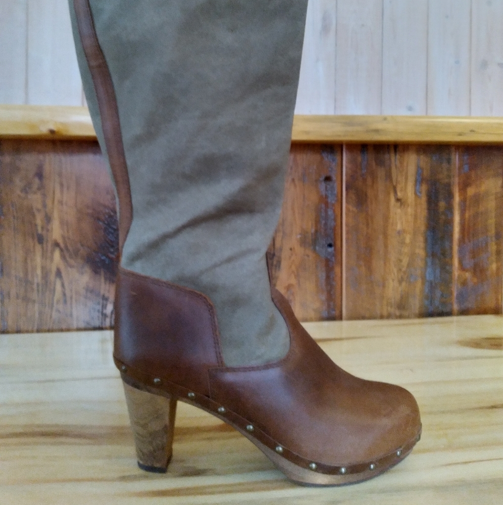 Tall platform clog boots